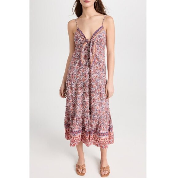 Veronica Beard 'Abilene' Paisley Print Sleeveless Midi-Dress, Watermelon/Blue - Picture 1 of 4